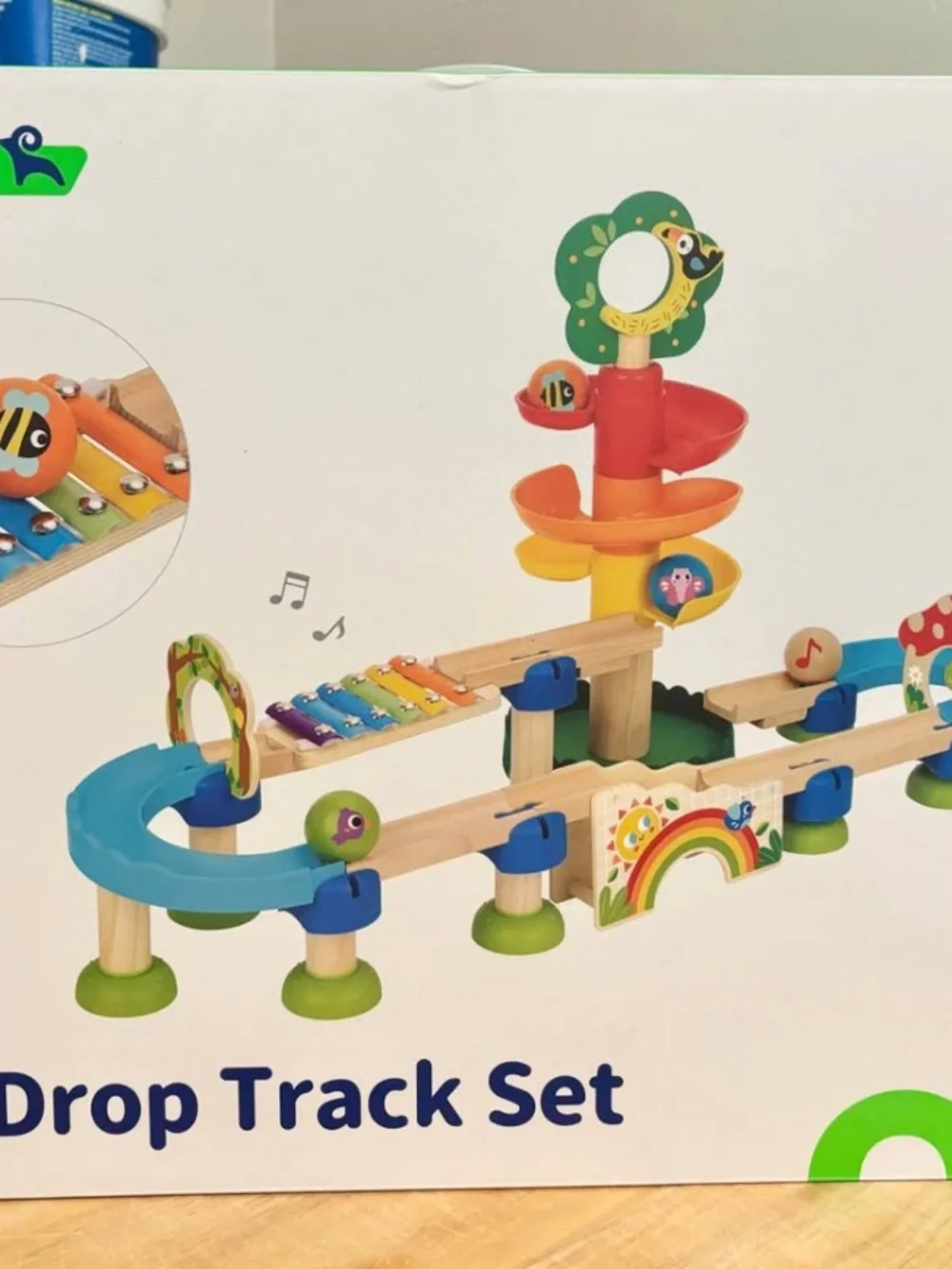 Montessori wooden ball drop track set